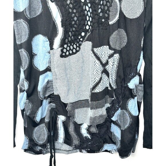 Cativa Womens Tunic Top Embroidered Art To Wear Lagenlook Patterned Black Sz XL - Picture 4 of 11